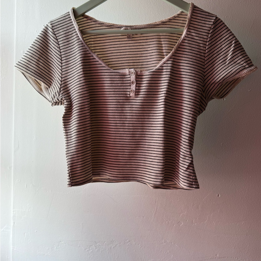 Striped Black and White Women's Crop Top